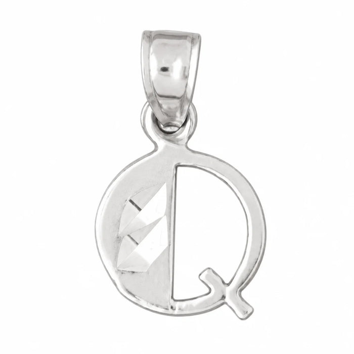 Initial Q Charm Pendant 14k Gold White Gold 14k