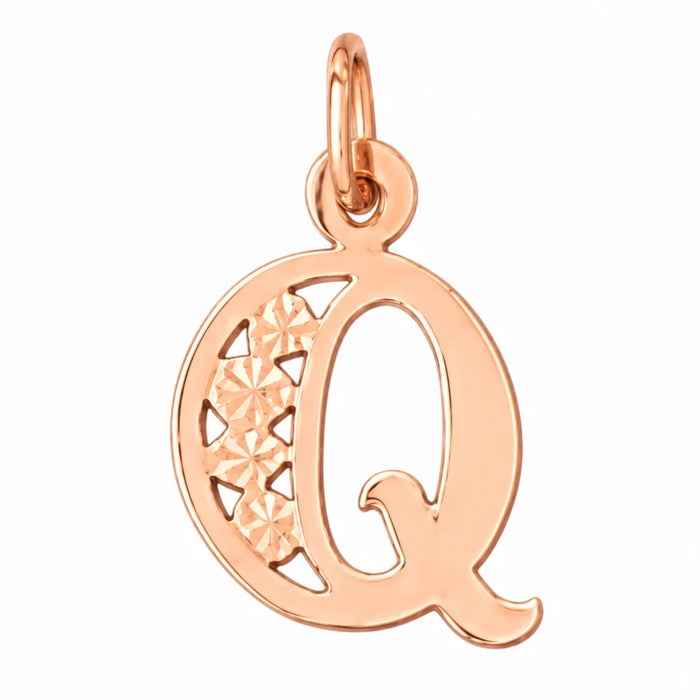 Initial Q Charm Pendant 14k Gold Rose Gold 14k