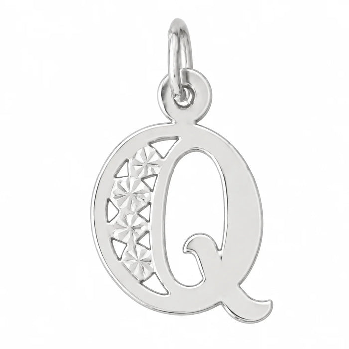 Initial Q Charm Pendant 14k Gold White Gold 14k