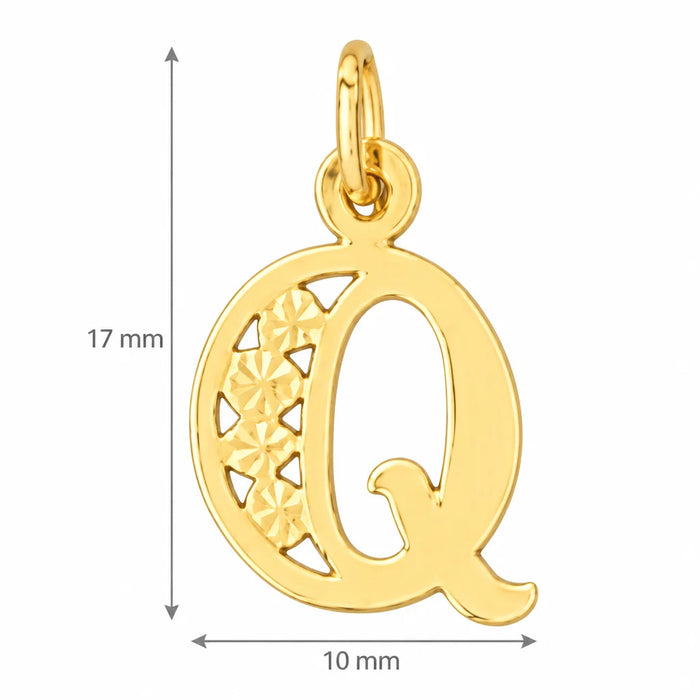 Initial Q Charm Pendant 14k Gold Yellow Gold 14k