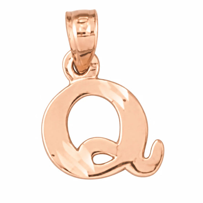 Initial Q Charm Pendant 14k Gold Rose Gold 14k