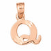 Initial Q Charm Pendant 14k Gold Rose Gold 14k