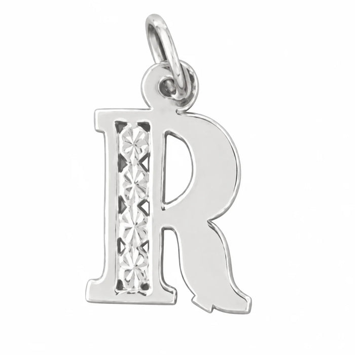 Initial R Charm Pendant 14k Gold White Gold 14k