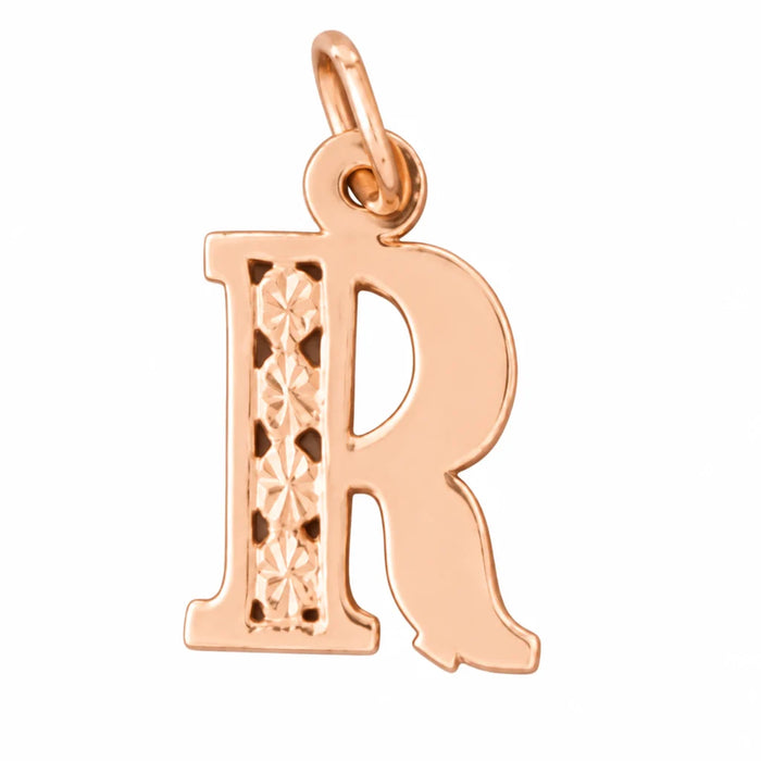 Initial R Charm Pendant 14k Gold Rose Gold 14k