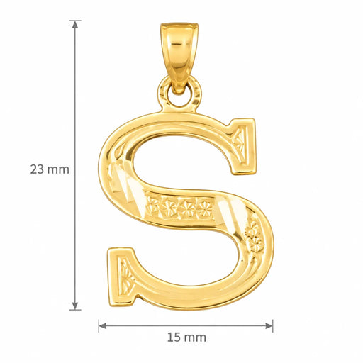 Initial S Charm Pendant 14k Gold Yellow Gold 14k