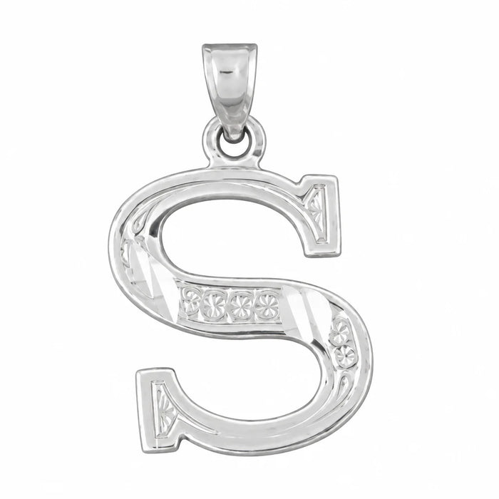 Initial S Charm Pendant 14k Gold White Gold 14k