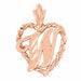 Initial W Heart Charm Pendant 14k Gold Rose Gold 14k