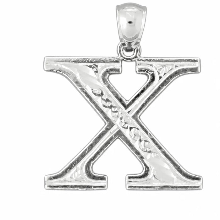 Initial X Charm Pendant 14k Gold White Gold 14k