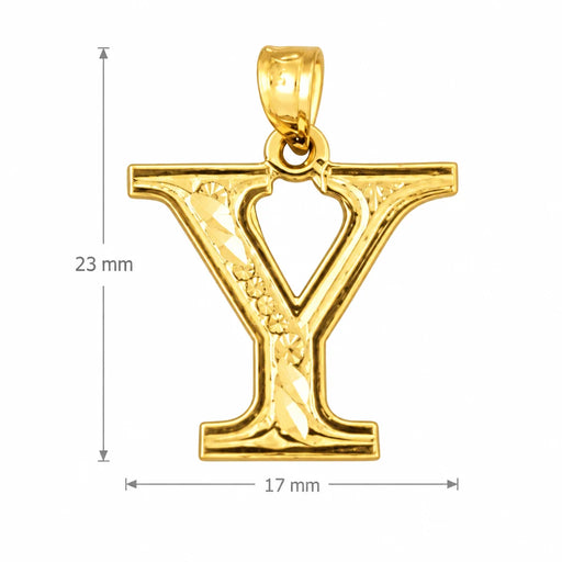 Initial Y Charm Pendant 14k Gold Yellow Gold 14k