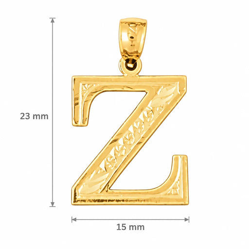 Initial Z Charm Pendant 14k Gold Yellow Gold 14k