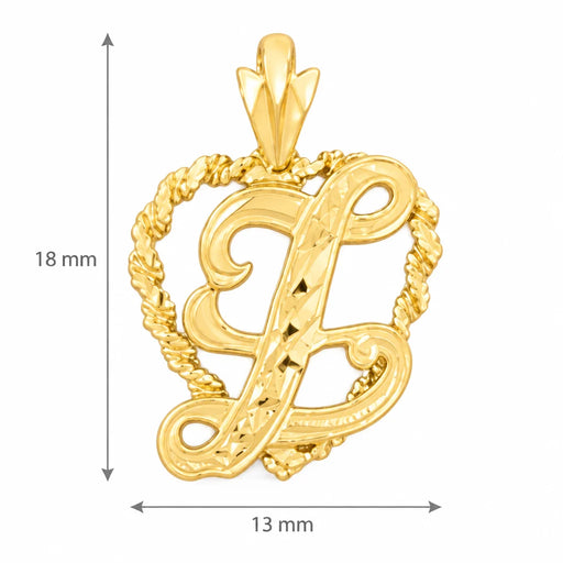 Initial Z Heart Charm Pendant 14k Gold Yellow Gold 14k