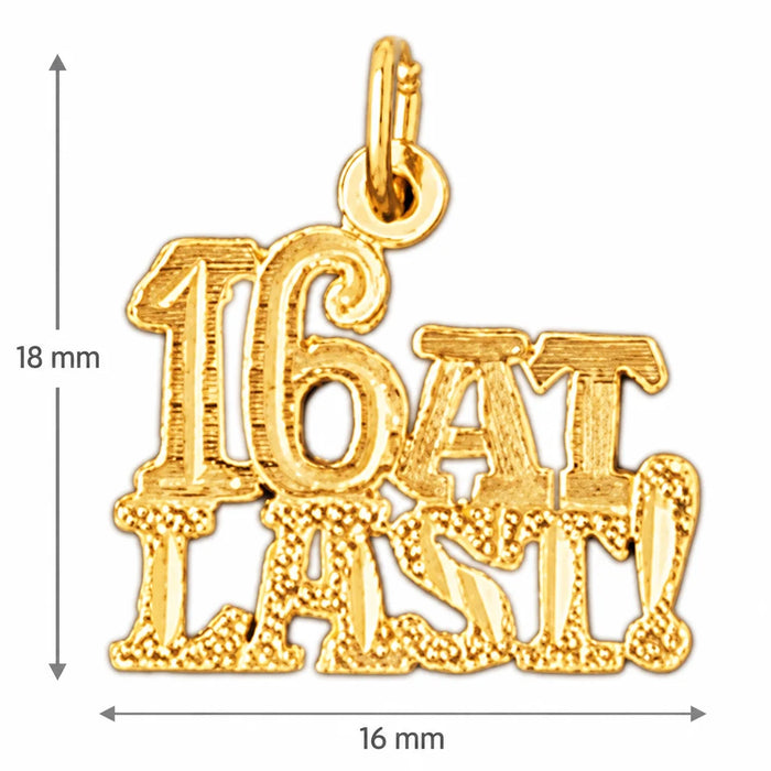 16 At Last Charm Pendant 14k Gold Yellow Gold 14k