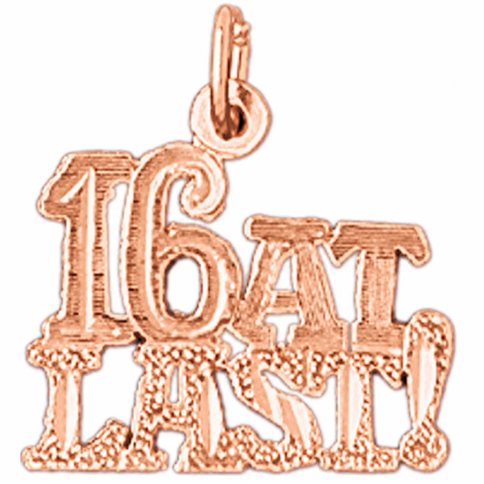16 At Last Charm Pendant 14k Gold Rose Gold 14k
