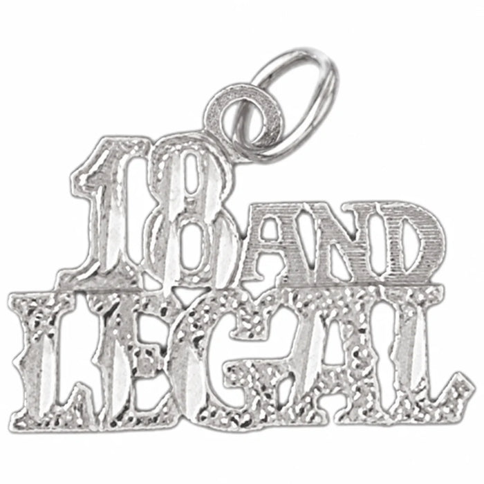 18 And Legal Charm Pendant 14k Gold White Gold 14k