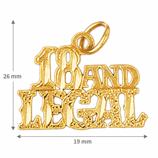 18 And Legal Charm Pendant 14k Gold Yellow Gold 14k