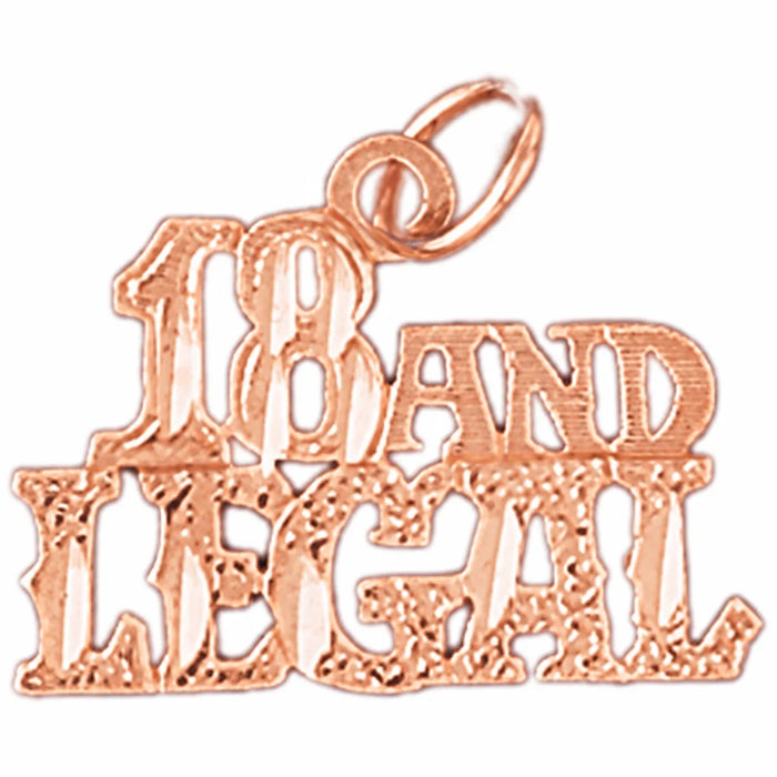18 And Legal Charm Pendant 14k Gold Rose Gold 14k
