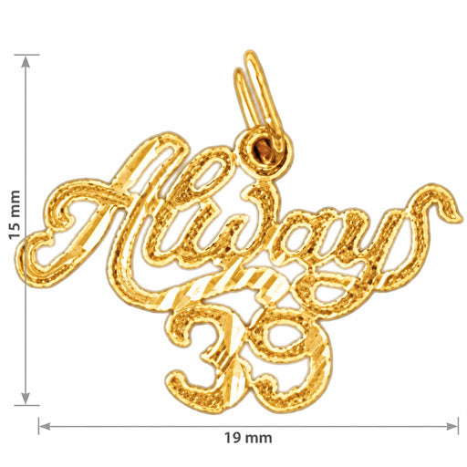 Always 39 Charm Pendant 14k Gold Yellow Gold 14k