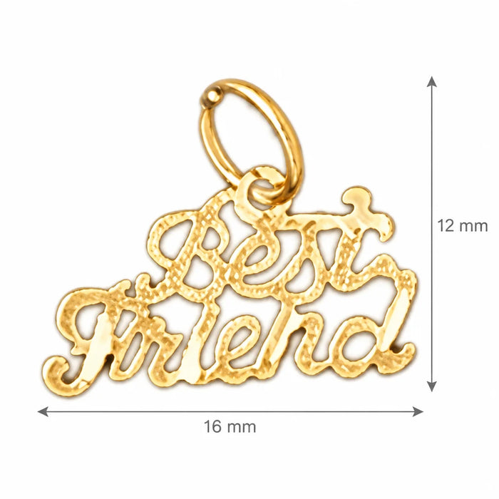 Best Friend Charm Pendant 14k Gold (0.5 Grams) Yellow Gold 14k