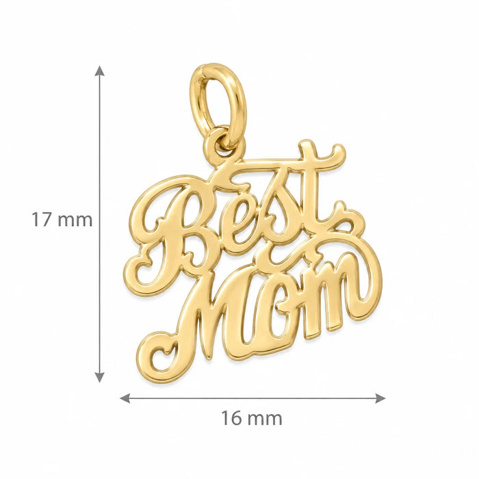 14k Yellow Gold Best Mom Charm Yellow Gold 14k