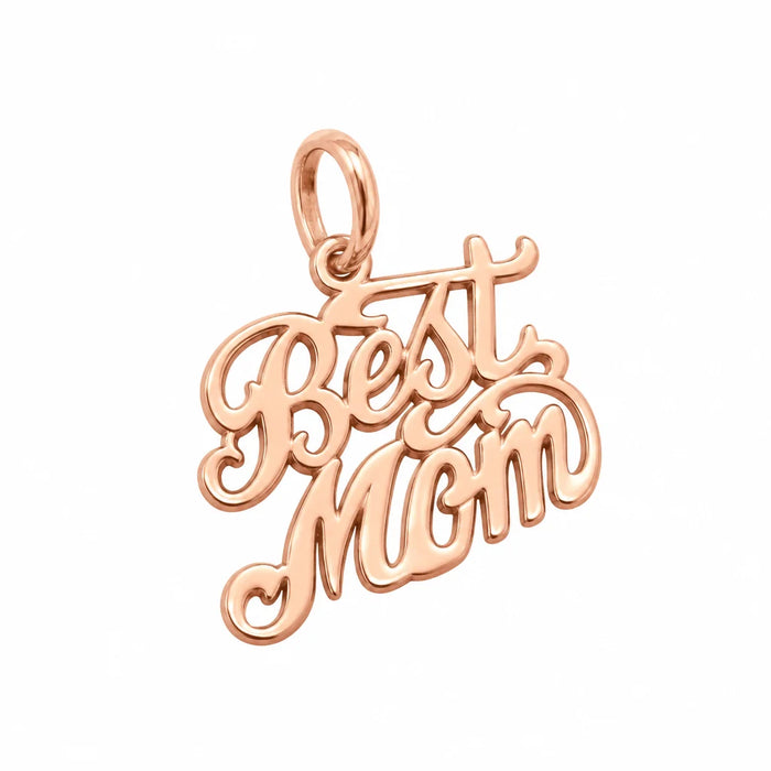 14k Yellow Gold Best Mom Charm Rose Gold 14k