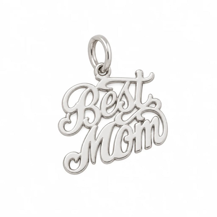 14k Yellow Gold Best Mom Charm White Gold 14k