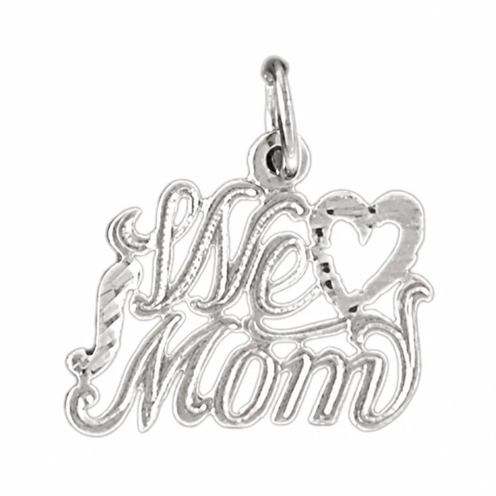 We Love Mom Charm Pendant 14k Gold White Gold 14k