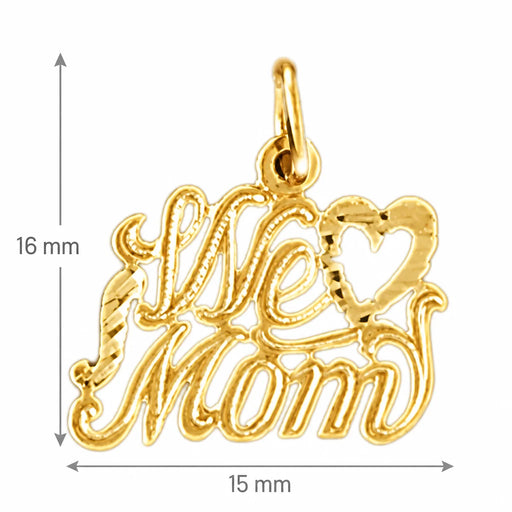 We Love Mom Charm Pendant 14k Gold Yellow Gold 14k