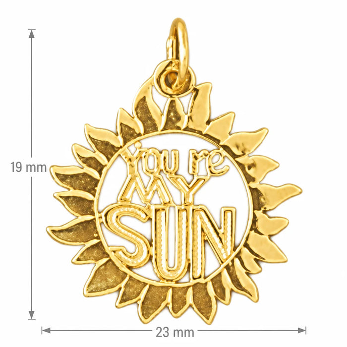 You Are My Sun Charm Pendant 14k Gold Yellow Gold 14k