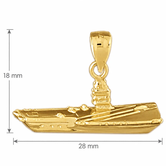 Aircraft Carrier Charm Pendant 14k Gold Yellow Gold 14k