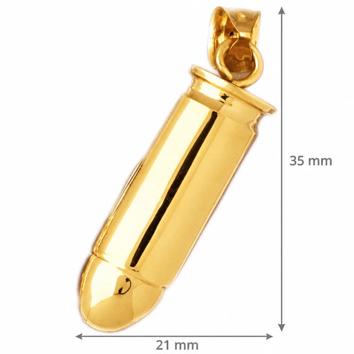 3D Bullet Charm Pendant 14k Gold (15.9 Grams) Yellow Gold 14k