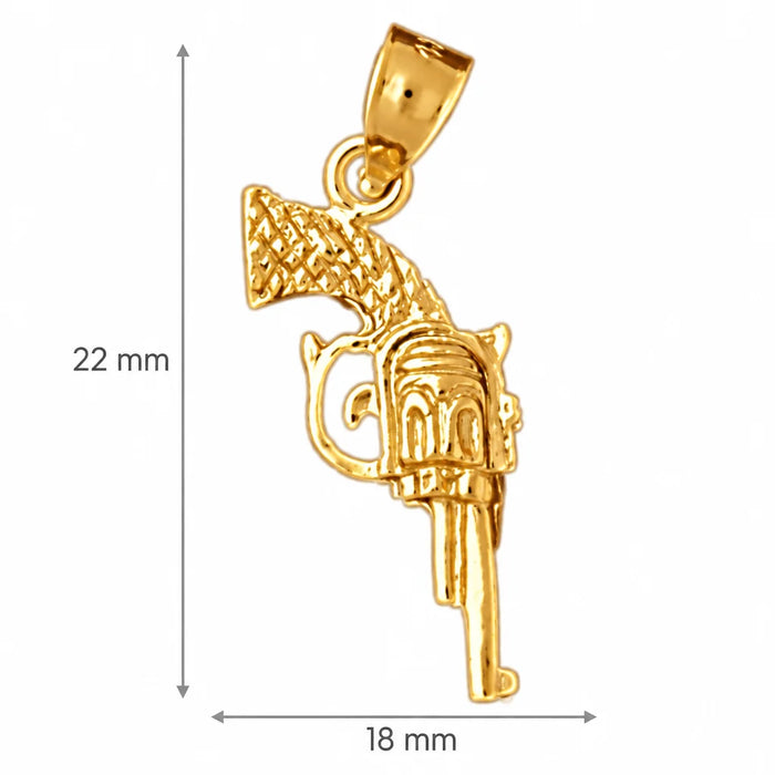 3D Gun Charm Pendant 14k Gold (1.6 Grams) Yellow Gold 14k