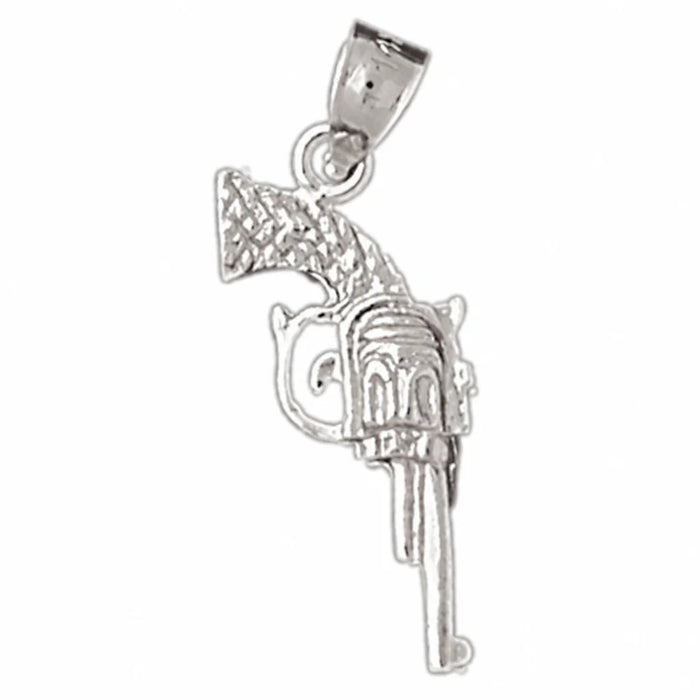 3D Gun Charm Pendant 14k Gold (1.6 Grams) White Gold 14k