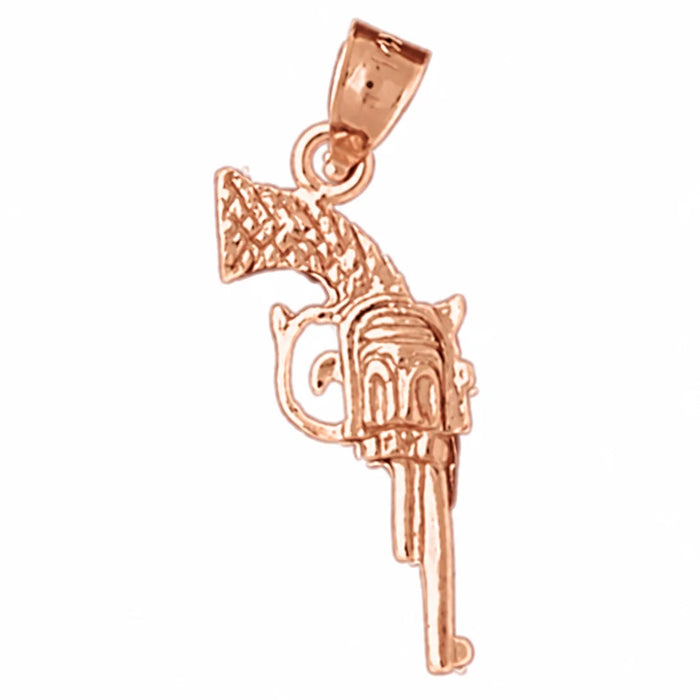 3D Gun Charm Pendant 14k Gold (1.6 Grams) Rose Gold 14k