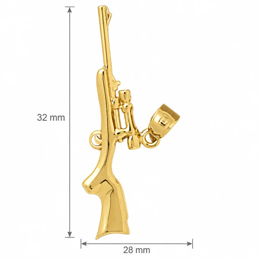 3D Gun Charm Pendant 14k Gold (2.8 Grams) Yellow Gold 14k