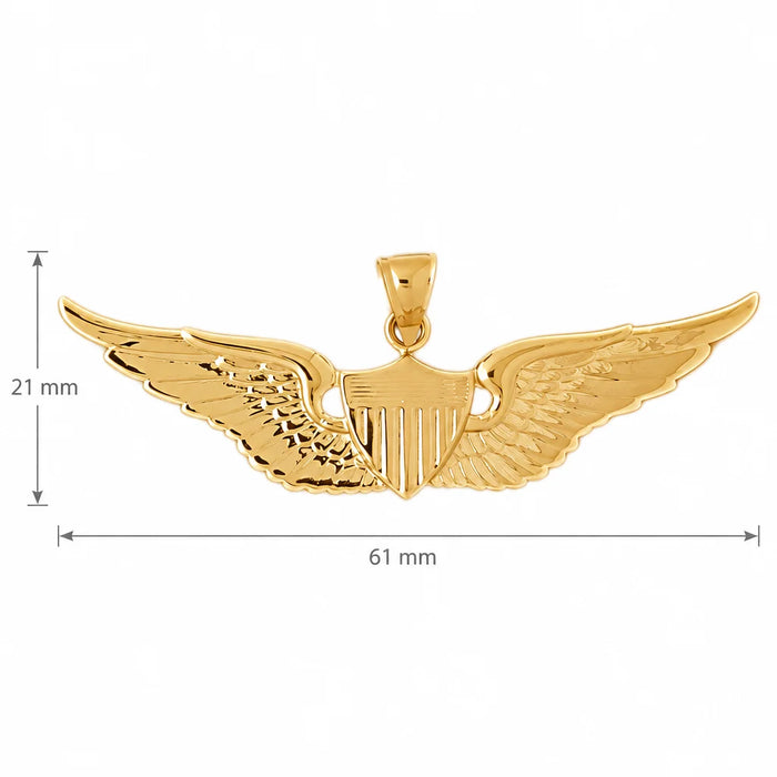 Military Air Force Sign Charm Pendant 14k Gold (12 Grams) Yellow Gold 14k