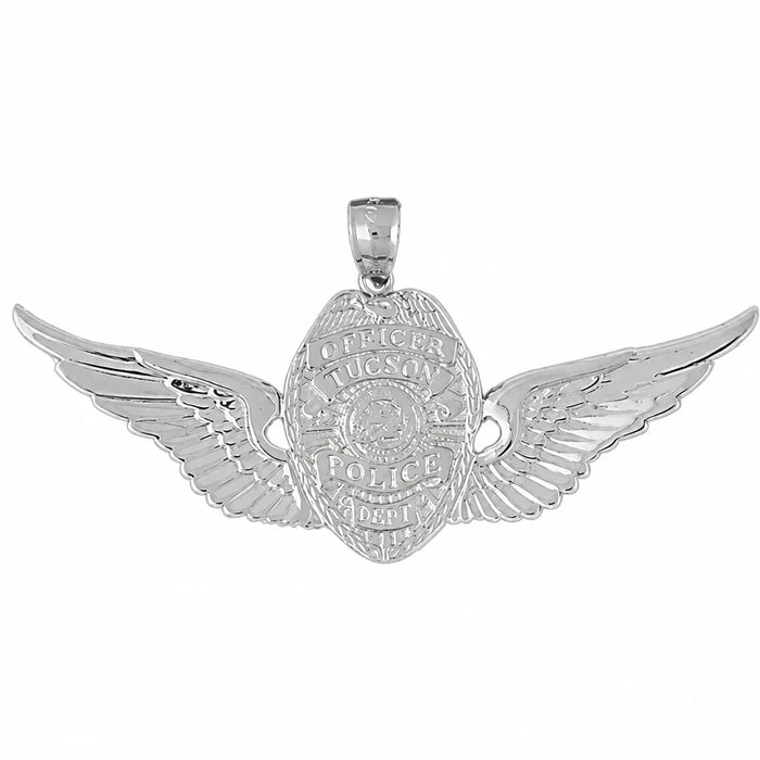 Police Badge Officer Tucson Charm Pendant 14k Gold (8.2 Grams) White Gold 14k