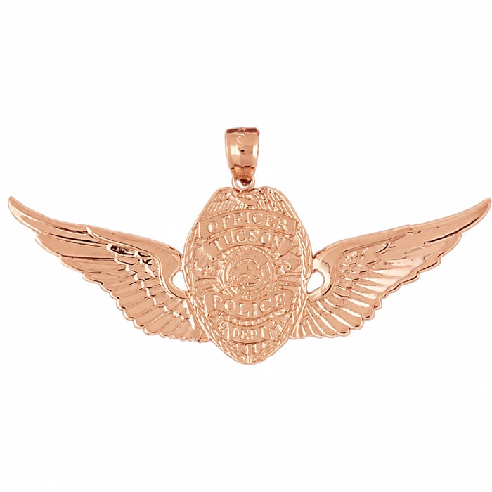 Police Badge Officer Tucson Charm Pendant 14k Gold (8.2 Grams) Rose Gold 14k