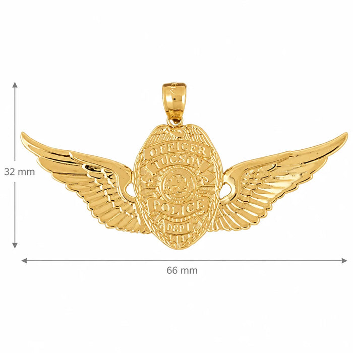 Police Badge Officer Tucson Charm Pendant 14k Gold (8.2 Grams) Yellow Gold 14k