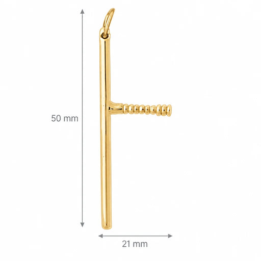 3D Police Baton Charm Pendant 14k Gold (4.4 Grams) Yellow Gold 14k