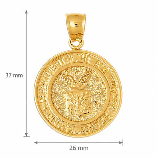 Us Air Force Sign Charm Pendant 14k Gold (10.6 Grams) Yellow Gold 14k