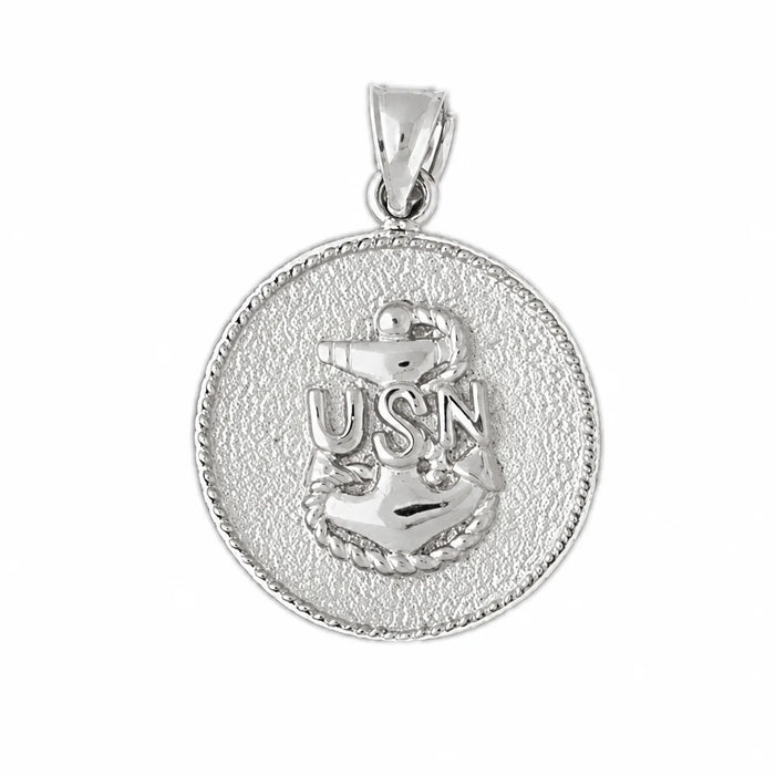 Us Navy Sign Charm Pendant 14k Gold (9.4 Grams) White Gold 14k