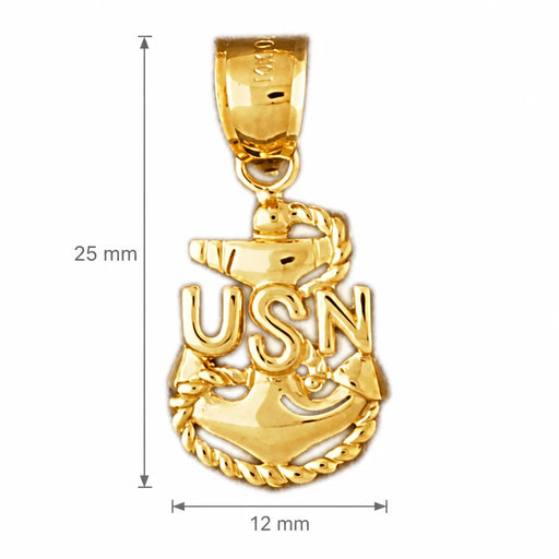 Us Navy Sign Charm Pendant 14k Gold (3.1 Grams) Yellow Gold 14k