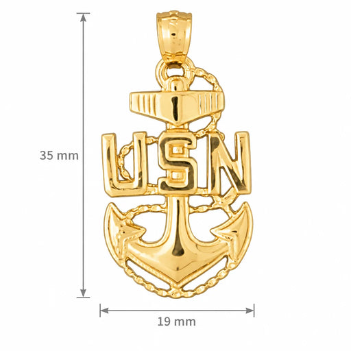 Us Navy Sign Charm Pendant 14k Gold (6.6 Grams) Yellow Gold 14k