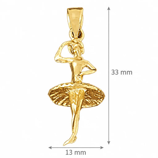 3D Ballerina Dancer Charm Pendant 14k Gold (3.1 Grams) Yellow Gold 14k