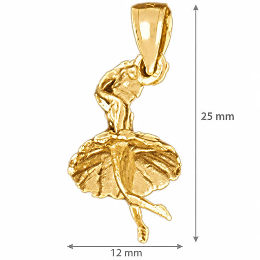 3D Ballerina Dancer Charm Pendant 14k Gold (2.4 Grams) Yellow Gold 14k