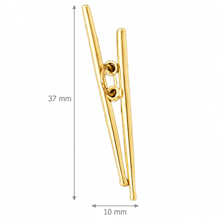 3D Drum Sticks Charm Pendant 14k Gold Yellow Gold 14k
