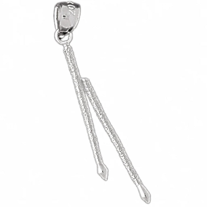 3D Drum Sticks Charm Pendant 14k Gold White Gold 14k
