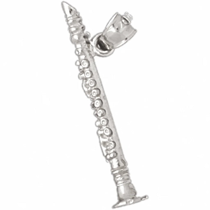 3D Flute Clarinet Charm Pendant 14k Gold White Gold 14k