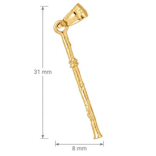 3D Flute Clarinet Charm Pendant 14k Gold (1.1 Grams) Yellow Gold 14k