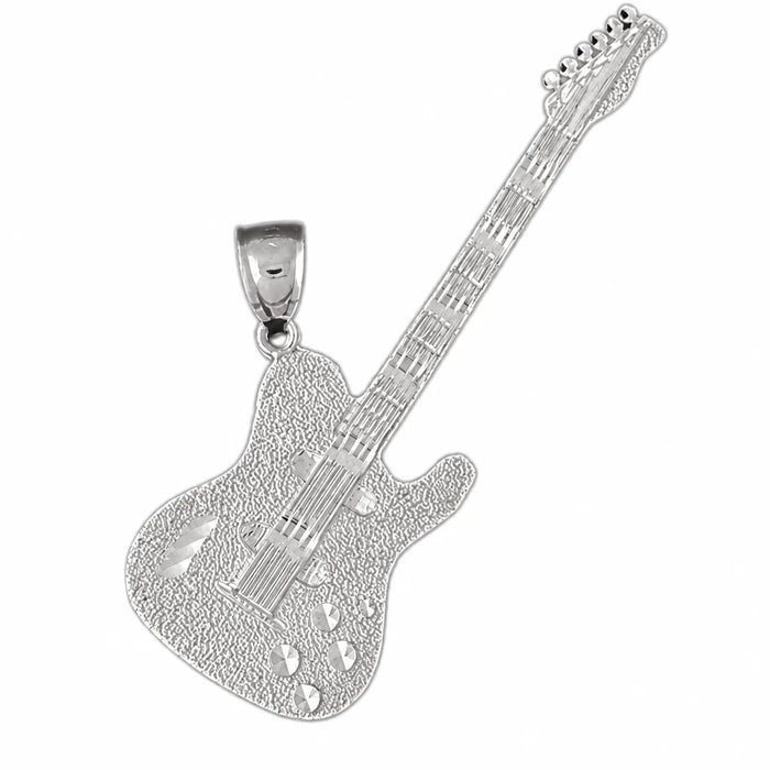 Guitar Charm Pendant 14k Gold (7.6 Grams) White Gold 14k